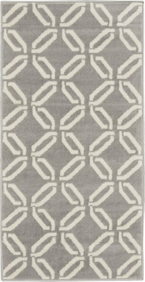 5' X 7' Gray and Ivory Trellis Non Skid Area Rug