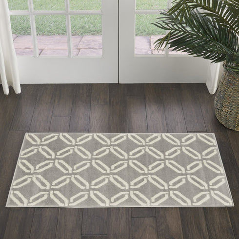 5' X 7' Gray and Ivory Trellis Non Skid Area Rug