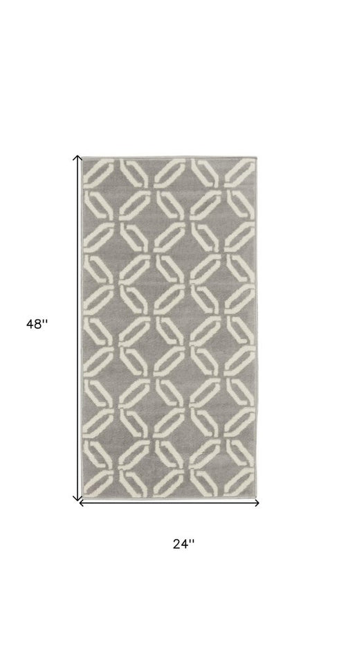 5' X 7' Gray and Ivory Trellis Non Skid Area Rug