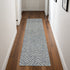 8' Indigo and Ivory Wool Chevron Runner Rug