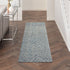 8' Indigo and Ivory Wool Chevron Runner Rug