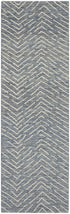 8' Indigo and Ivory Wool Chevron Runner Rug