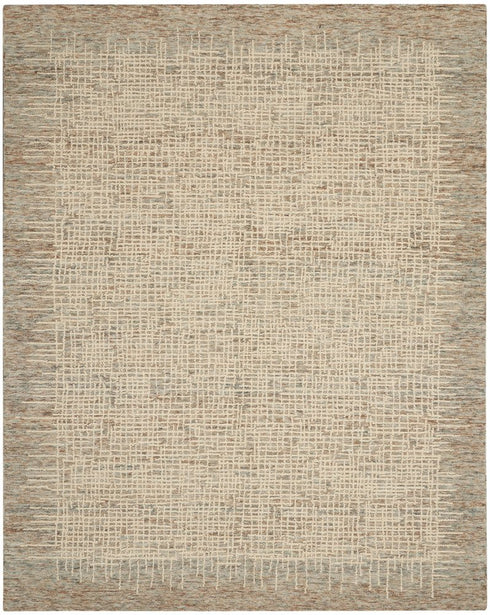 8' X 10' Beige and Tan Wool Abstract Area Rug