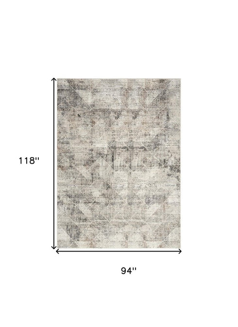 8' X 10' Ivory and Black Geometric Non Skid Area Rug