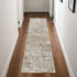 8' Brown and Ivory Abstract Runner Rug