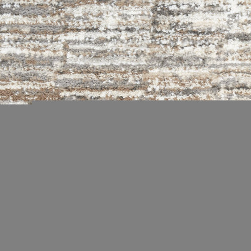 8' Brown and Ivory Abstract Runner Rug