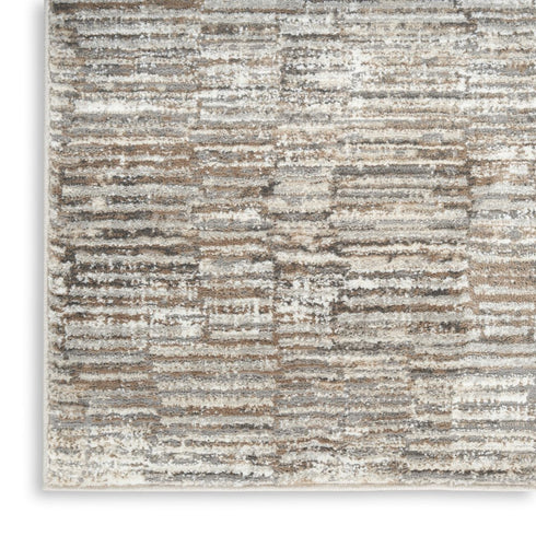8' Brown and Ivory Abstract Runner Rug