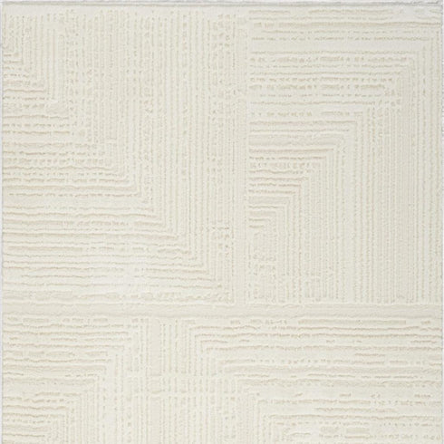 8' Ivory Abstract Runner Rug