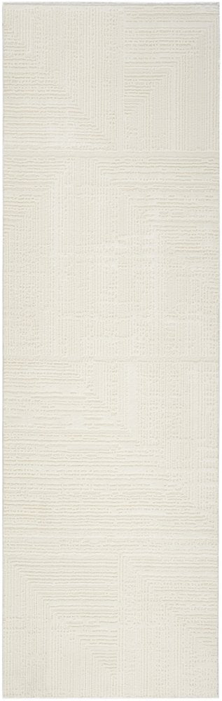 8' Ivory Abstract Runner Rug