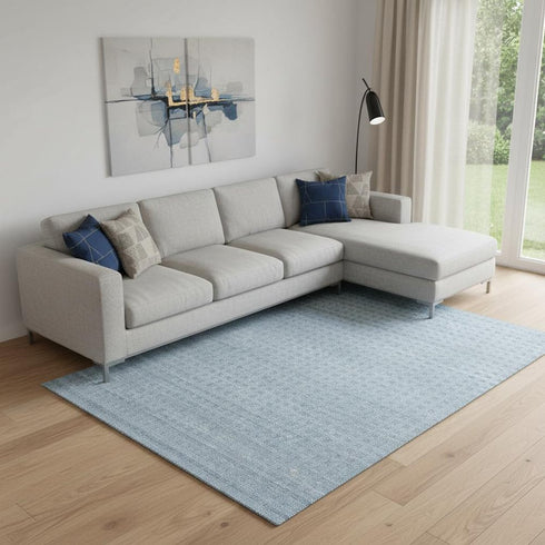 8' X 11' Denim Blue Wool Area Rug