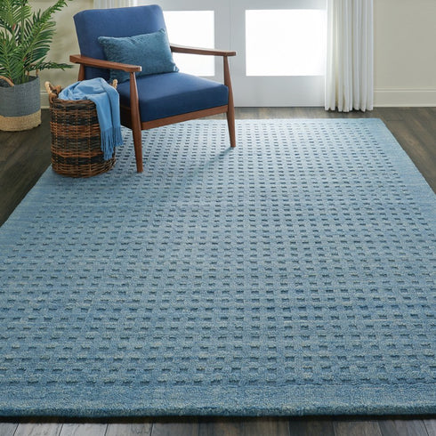 8' X 11' Denim Blue Wool Area Rug