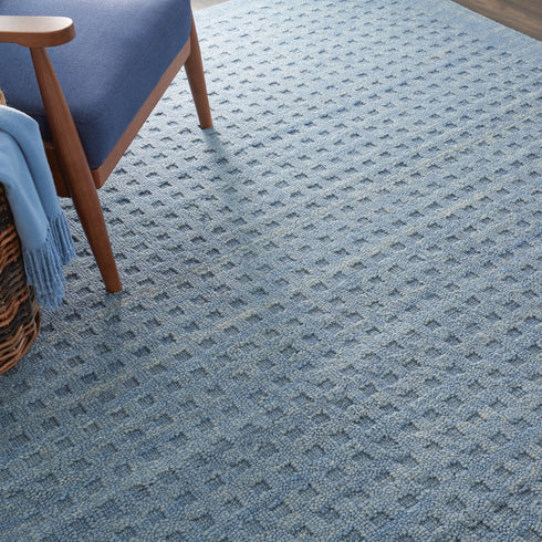 8' X 11' Denim Blue Wool Area Rug