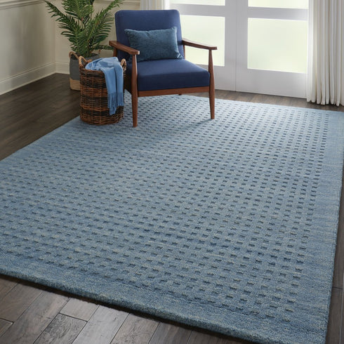 8' X 11' Denim Blue Wool Area Rug