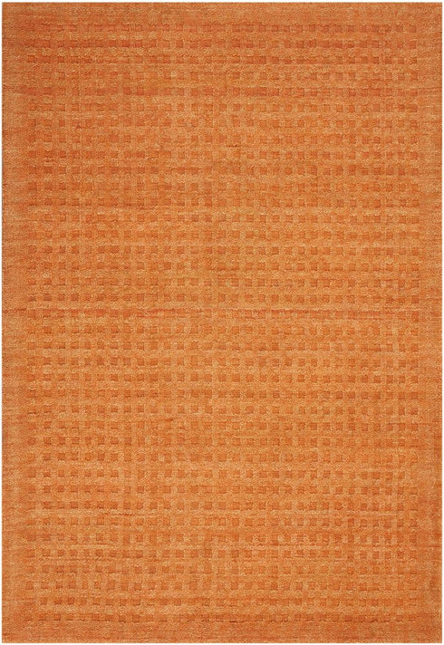 7' X 10' Orange Wool Area Rug