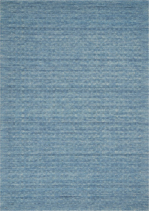 5' X 8' Blue Wool Shag Handmade Area Rug