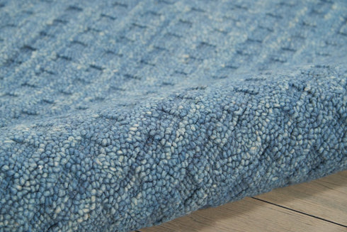 5' X 8' Blue Wool Shag Handmade Area Rug