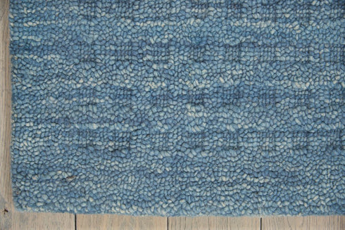 5' X 8' Blue Wool Shag Handmade Area Rug