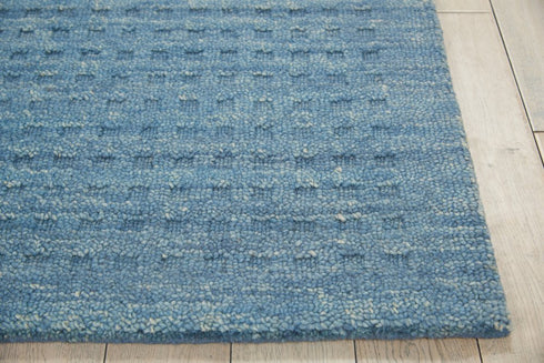 5' X 8' Blue Wool Shag Handmade Area Rug