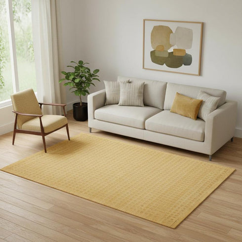 5' X 8' Gold Wool Area Rug