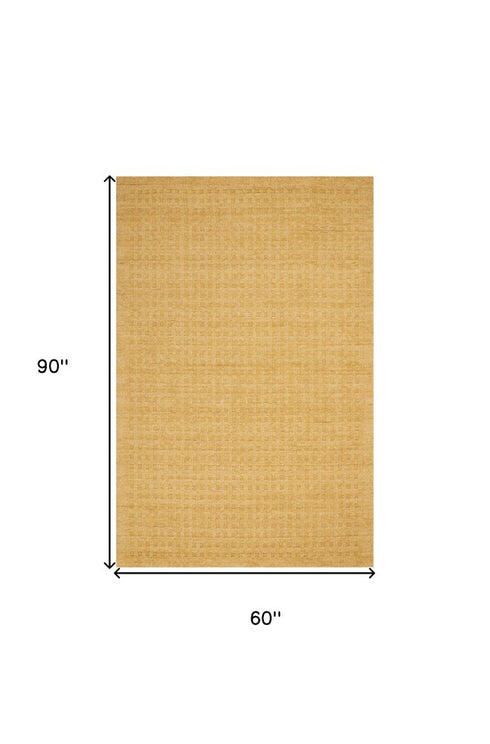 5' X 8' Gold Wool Area Rug
