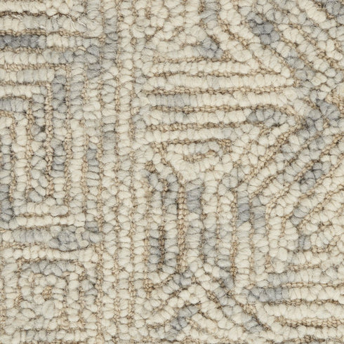 8' X 12' Beige and Gray Wool Abstract Geometric Area Rug