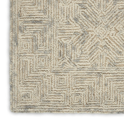 8' X 12' Beige and Gray Wool Abstract Geometric Area Rug