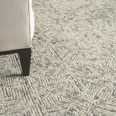 8' X 12' Beige and Gray Wool Abstract Geometric Area Rug