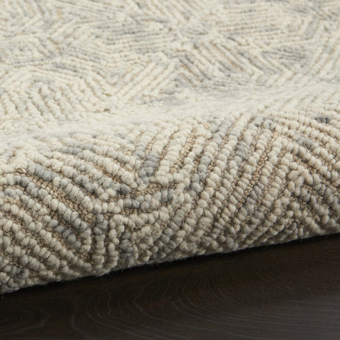 8' X 12' Beige and Gray Wool Abstract Geometric Area Rug