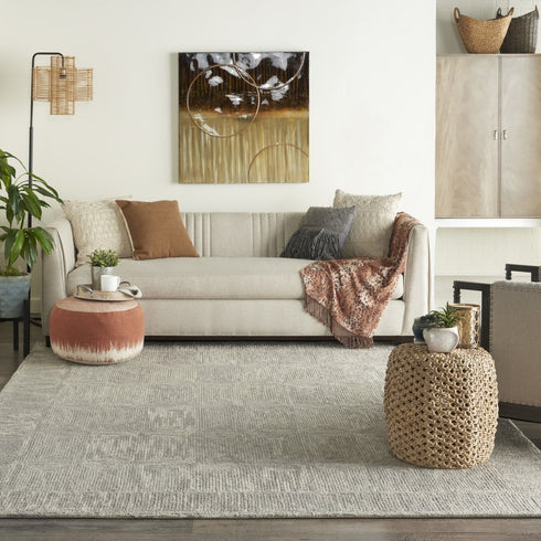8' X 12' Gray Wool Geometric Area Rug