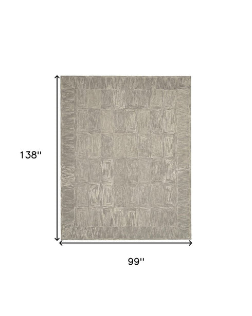 8' X 12' Gray Wool Geometric Area Rug