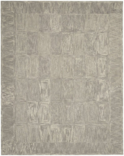 8' X 12' Gray Wool Geometric Area Rug