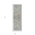 6' Blue And Ivory Abstract Runner Rug