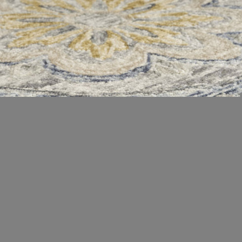 6' Beige Round Wool Floral Hand Tufted Area Rug
