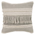 Set of Two Beige Striped Cotton Throw Pillow With Fringe