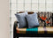 Set of Two Blue Chevron Cotton Throw Pillows