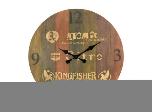 24" Brown Solid Wood Silent Analog Round Wall Clock