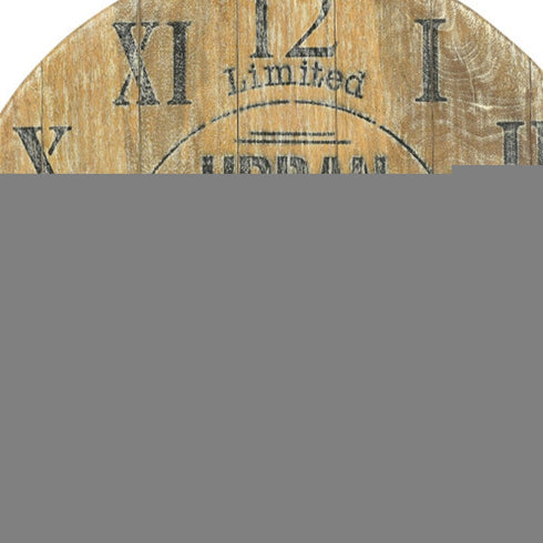 24" Natural Distressed Solid Wood Silent Analog Round Wall Clock