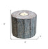 5" Brown And White Solid Wood Tabletop Tealight Candle Holder
