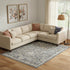 9' X 11' Gray And Beige Floral Area Rug