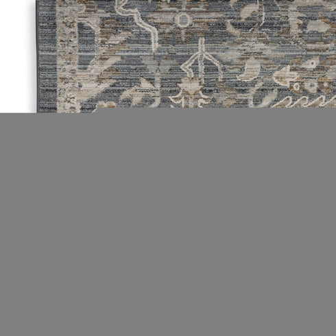9' X 11' Gray And Beige Floral Area Rug