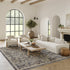 9' X 11' Gray And Beige Floral Area Rug