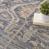9' X 11' Gray And Beige Floral Area Rug