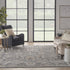 9' X 11' Gray And Beige Floral Area Rug