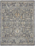 9' X 11' Gray And Beige Floral Area Rug