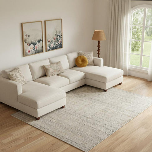 9' X 11' Beige Abstract Area Rug