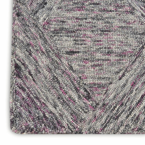 8' X 11' Ivory Black and Gray Wool Geometric Area Rug