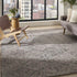 8' X 11' Ivory Black and Gray Wool Geometric Area Rug