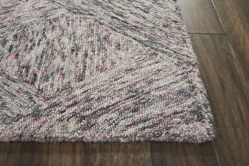 8' X 11' Ivory Black and Gray Wool Geometric Area Rug