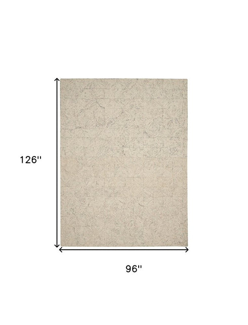 8' X 11' Ivory Tan and Gray Wool Geometric Area Rug