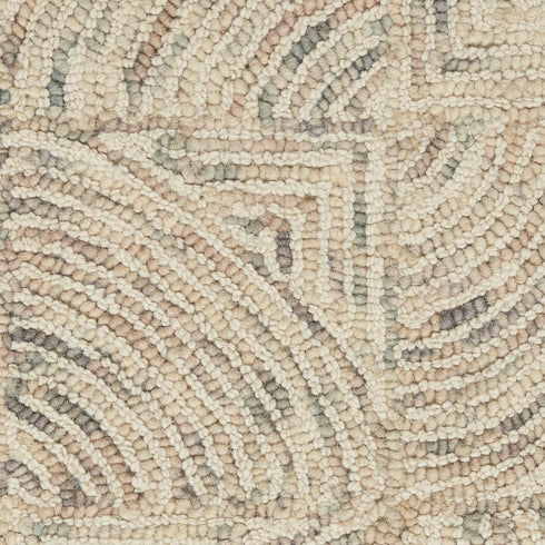 8' X 11' Ivory Tan and Gray Wool Geometric Area Rug